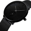 Relógio CRRJU Slim Black - Estilo Elegante com Design Ultra Fino, Movimento Quartzo