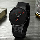 Relógio CRRJU Slim Black - Estilo Elegante com Design Ultra Fino, Movimento Quartzo