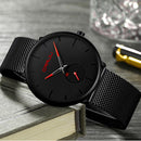 Relógio CRRJU Slim Black - Estilo Elegante com Design Ultra Fino, Movimento Quartzo