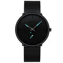 Relógio CRRJU Slim Black - Estilo Elegante com Design Ultra Fino, Movimento Quartzo