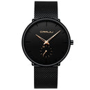 Relógio CRRJU Slim Black - Estilo Elegante com Design Ultra Fino, Movimento Quartzo