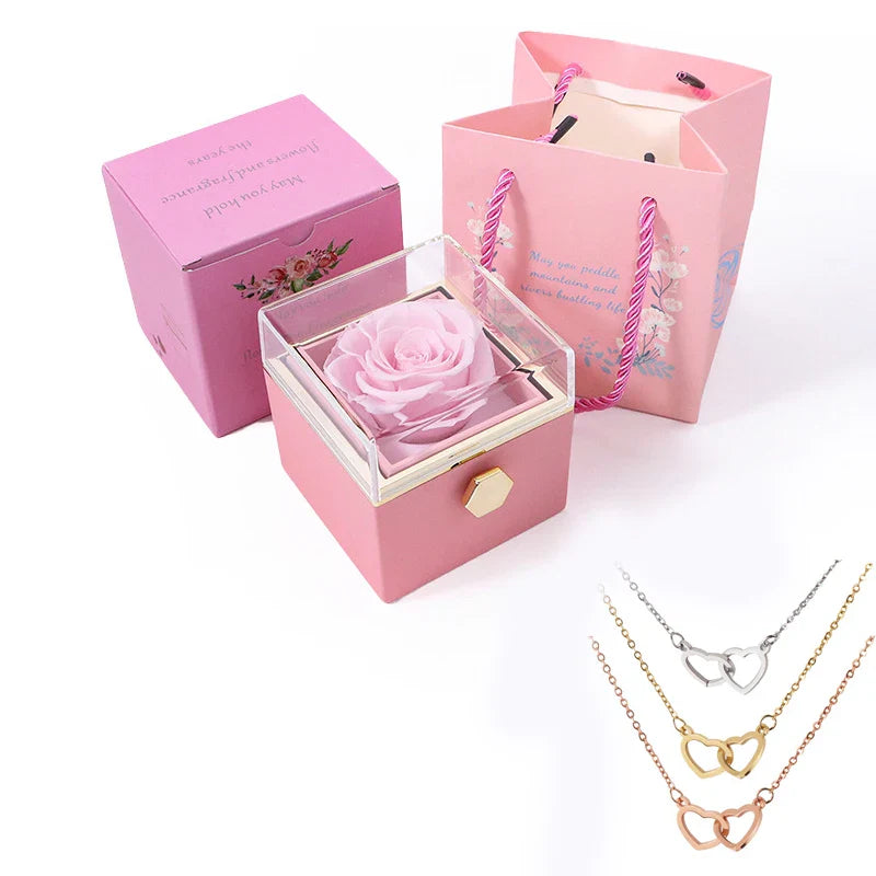 EternalLove — Colar com Caixa de Rosas Rotativa para Presentear Quem Você Ama!